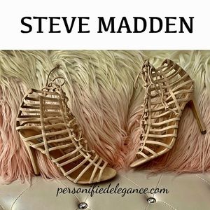 Steve Madden Carrmen Blush Suede Caged Heeled Sandals Size 10M